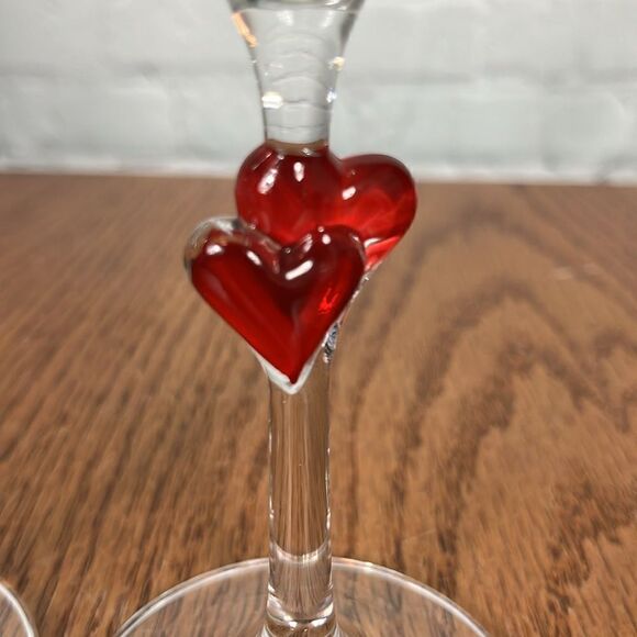 C- Crystal Champagne Flutes Hearts German Stolzle Lausitz L'Amour Valentine’s 💕 - Picture 3 of 5